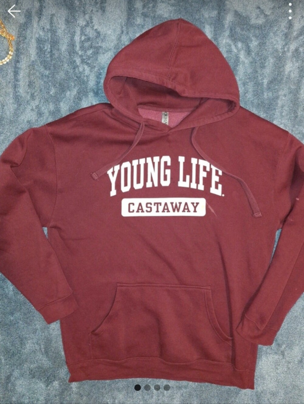 Ouray Men's Maroon Crewneck Hoodie with White Castaway Logo